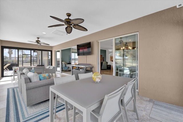 view of patio with an outdoor hangout area and ceiling fan