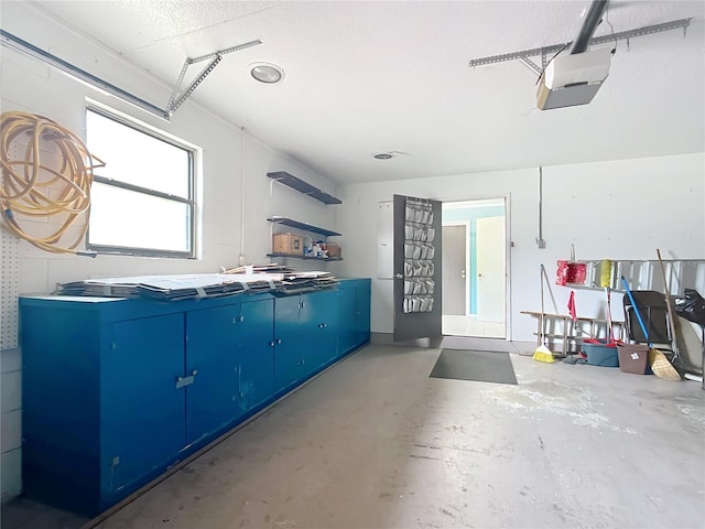 garage with a garage door opener