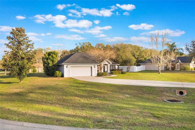 view of front facade featuring a garage and a front yard