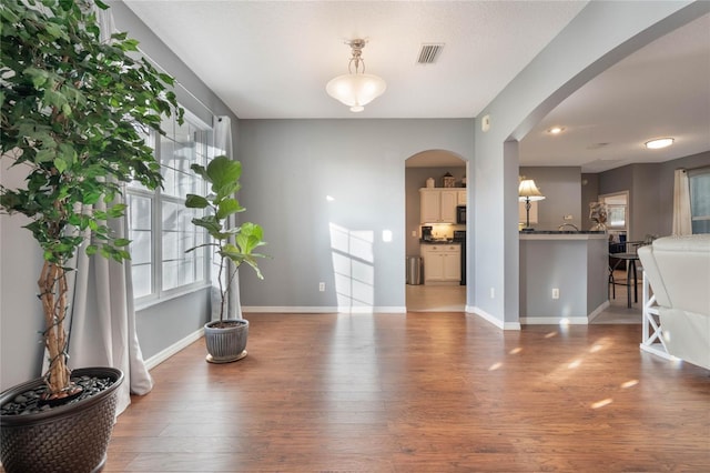 living room with hardwood / wood-style flooring