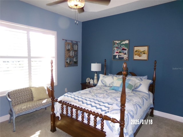 10173 Julia Isles Ave, Oxford, FL 34484 - bedroom with multiple windows, a ceiling fan, baseboards, and carpet floors