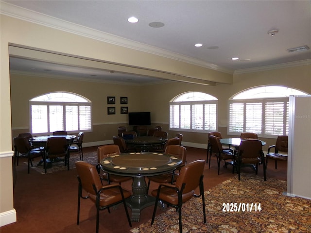 10173 Julia Isles Ave, Oxford, FL 34484 - dining space featuring baseboards, a wealth of natural light, and ornamental molding