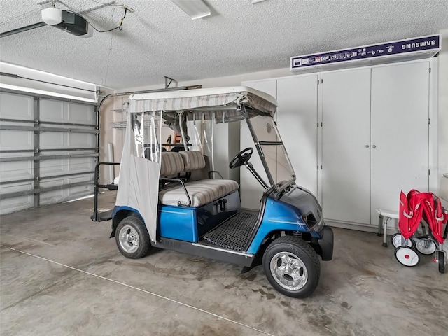 garage with a garage door opener