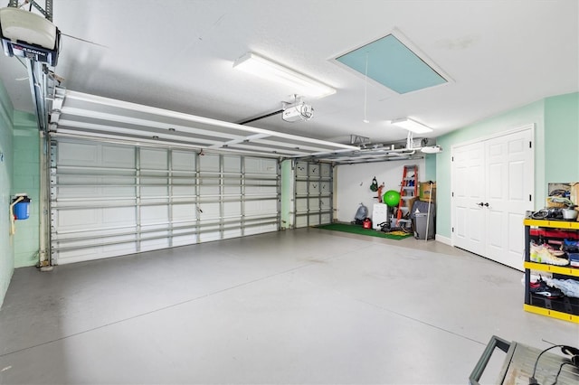 garage with a garage door opener