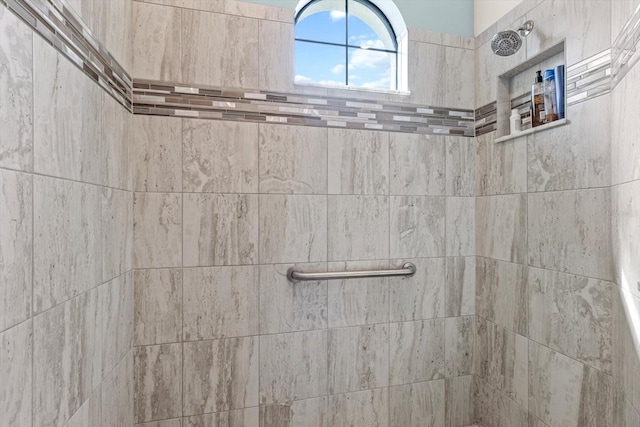 interior details with tiled shower