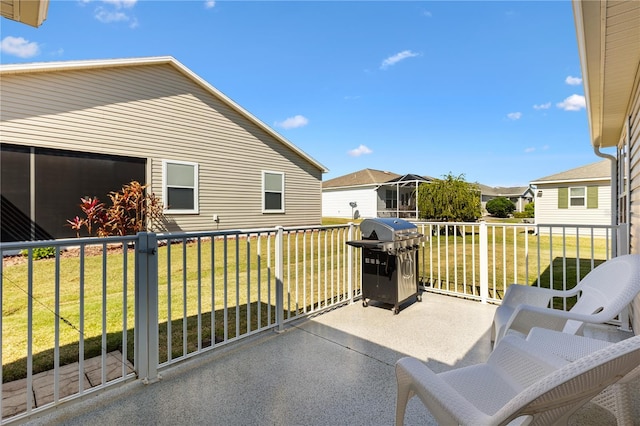 view of patio featuring a residential view and grilling area