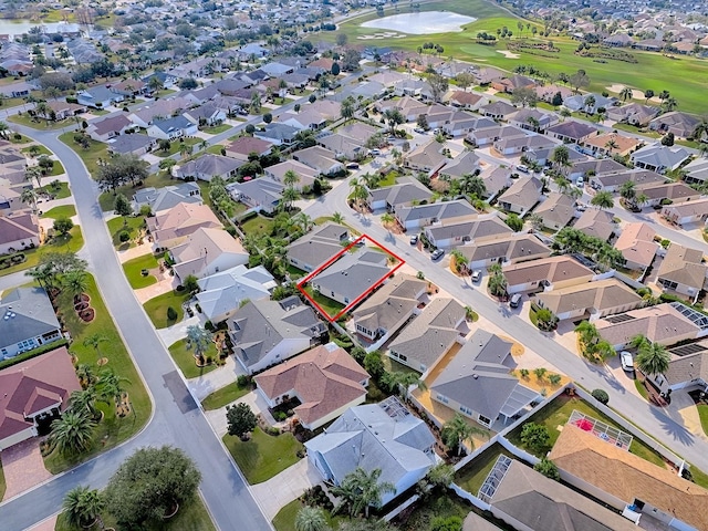 591 Statesburg St, The Villages, FL 32162 - bird's eye view featuring a water view, a residential view, and view of golf course