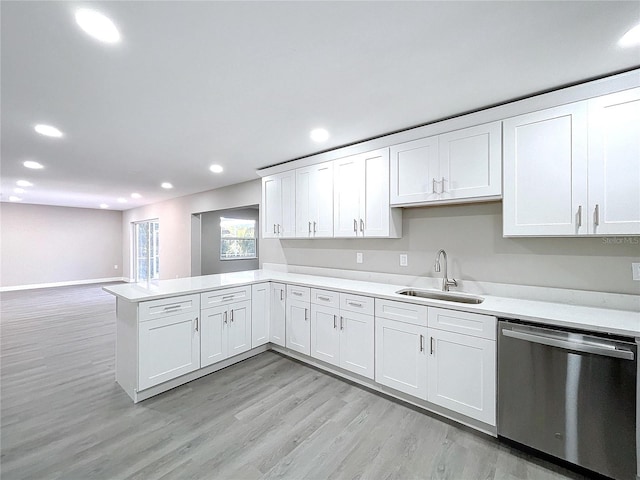 kitchen featuring white cabinetry, sink, and stainless steel dishwasher