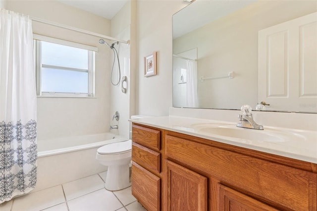 5135 Aurora Dr, Leesburg, FL 34748 - full bath with shower / bath combination with curtain, vanity, toilet, and tile patterned floors