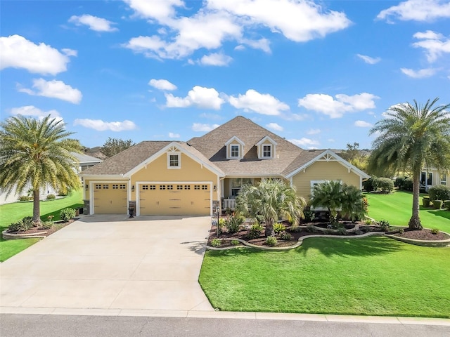 view of front of house featuring a garage and a front yard