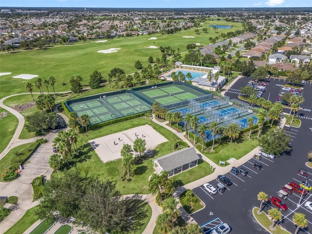 birds eye view of property featuring golf course view