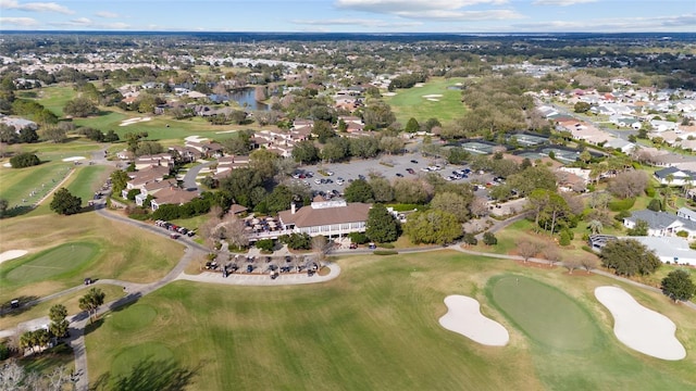 aerial view featuring a residential view and view of golf course