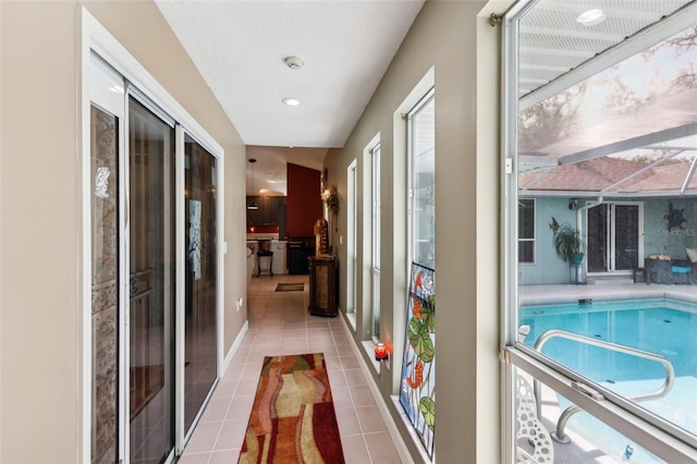 interior space featuring light tile patterned floors