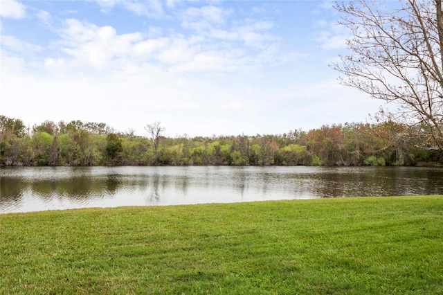 view of water feature with a wooded view