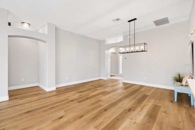 unfurnished dining area featuring light hardwood / wood-style floors