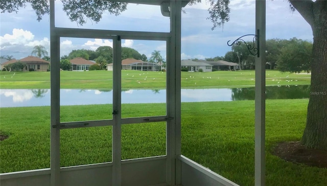 doorway with a water view