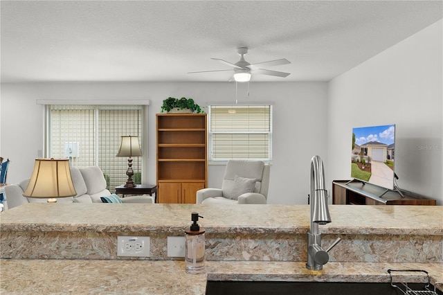620 Vagabond St, The Villages, FL 32163 - office space with a ceiling fan, a sink, and a textured ceiling