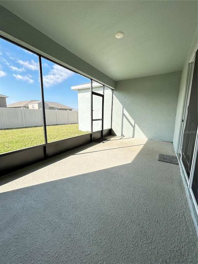 view of unfurnished sunroom