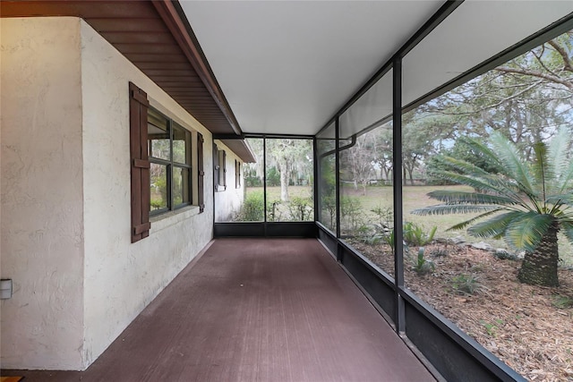 view of unfurnished sunroom