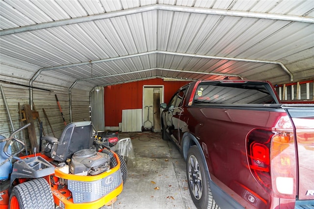 garage with a carport