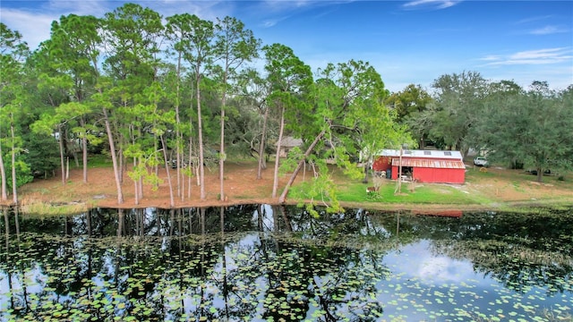 view of water feature featuring a view of trees