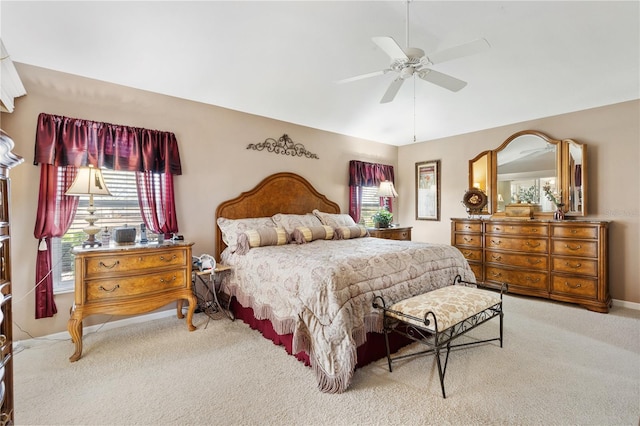 bedroom featuring carpet floors and a ceiling fan