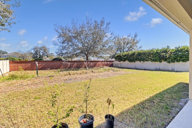 view of yard featuring a fenced backyard