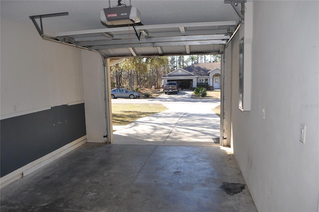 garage with a garage door opener