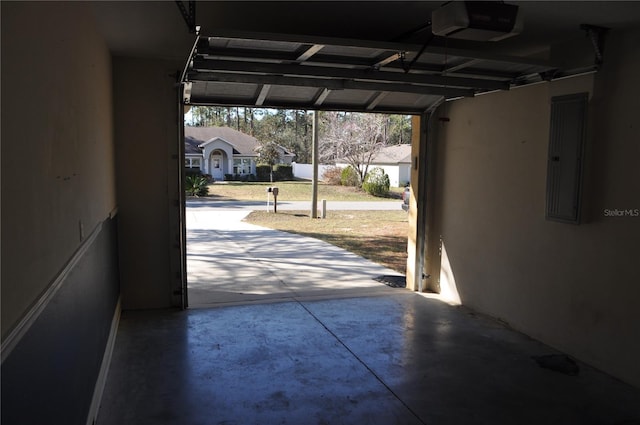 garage with a garage door opener