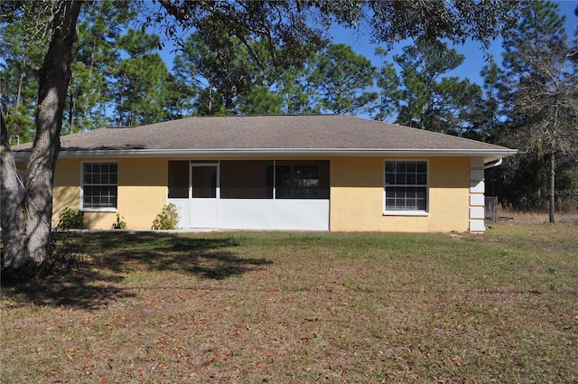 view of front of property with a front lawn and stucco siding