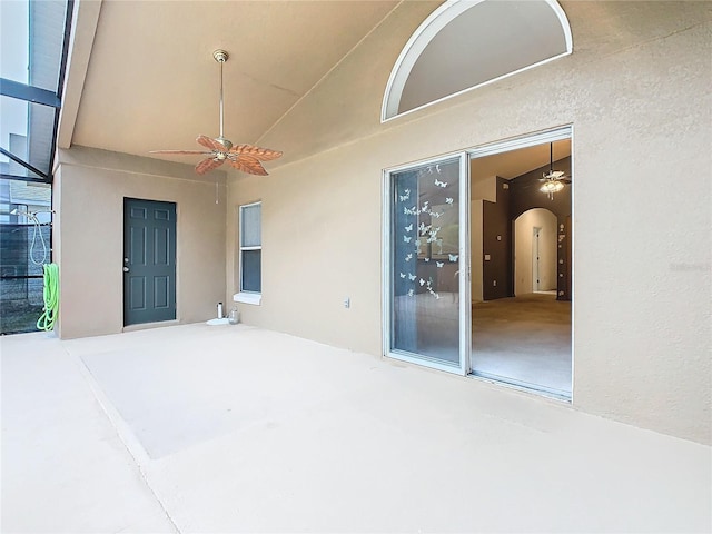 view of patio / terrace with a ceiling fan