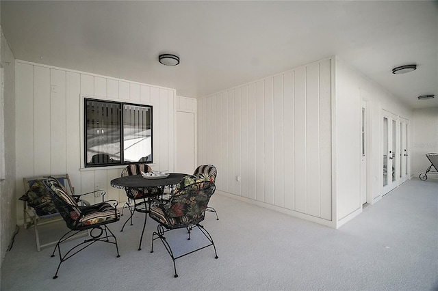 view of carpeted dining room