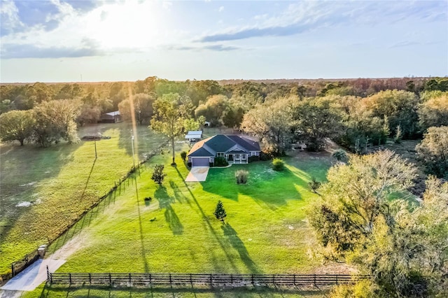 drone / aerial view featuring a rural view