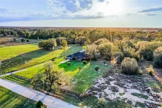 drone / aerial view with a rural view