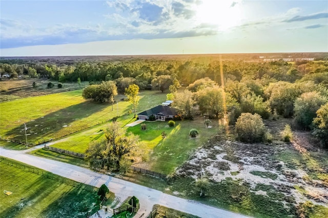 bird's eye view featuring a rural view