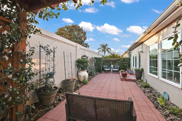 view of patio / terrace with a fenced backyard and french doors