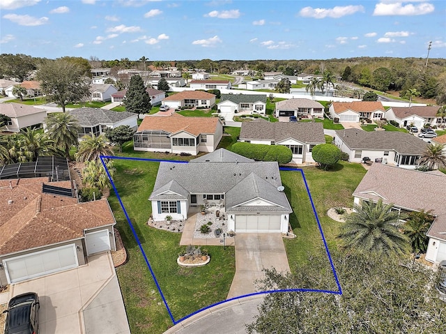 aerial view with a residential view