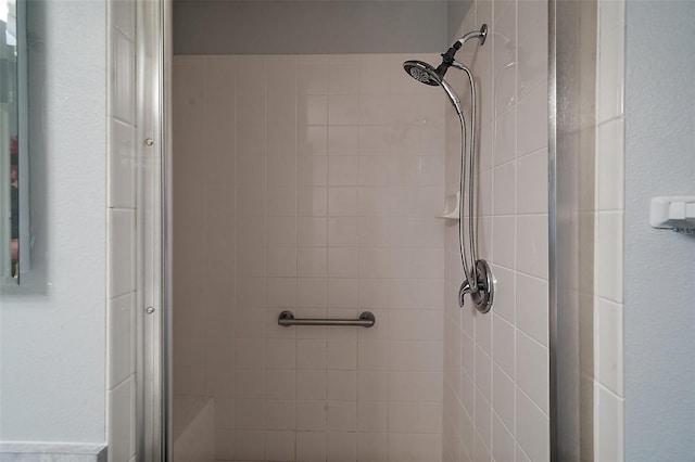 bathroom with a shower stall