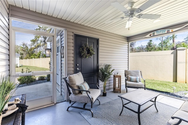 3390 Melissa Ln, The Villages, FL 32163 - sunroom with a ceiling fan