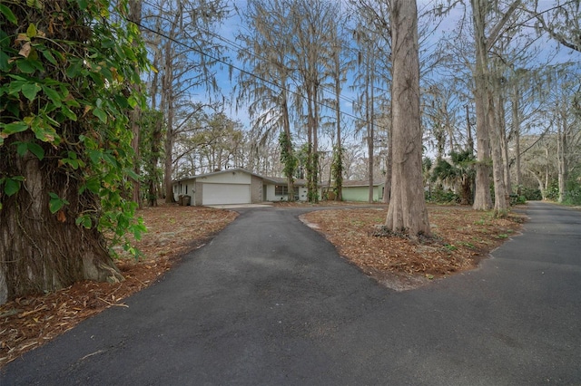 view of front of property featuring a garage and aphalt driveway