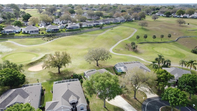 bird's eye view featuring view of golf course and a residential view