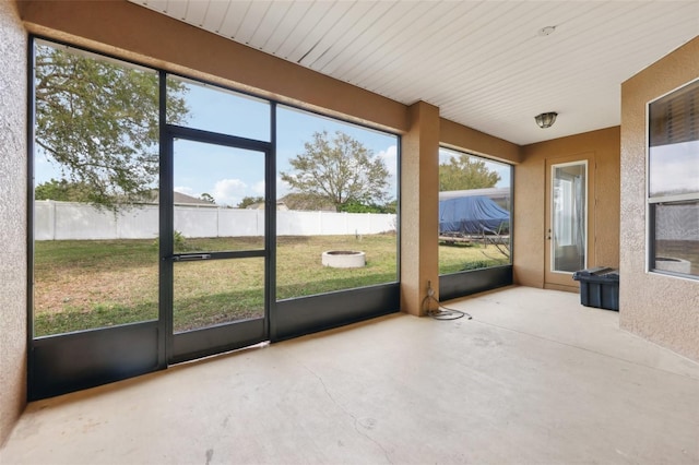 view of unfurnished sunroom