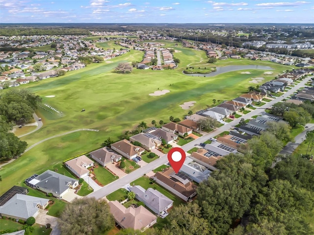 birds eye view of property featuring a residential view and golf course view