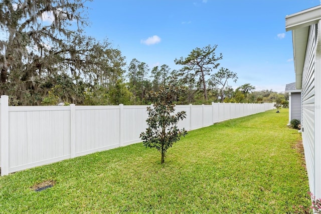 view of yard featuring a fenced backyard