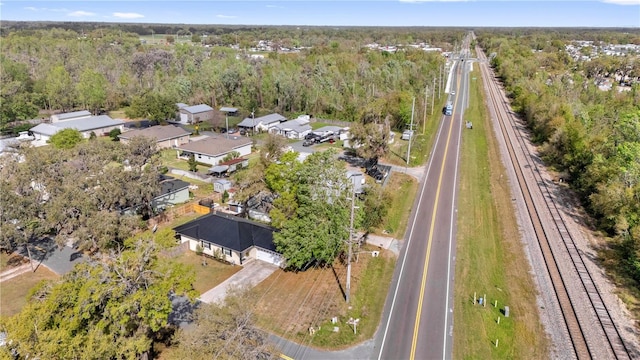 aerial view featuring a forest view