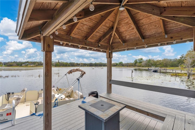 dock area featuring a water view