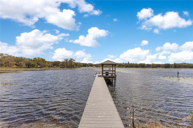 view of dock featuring a water view