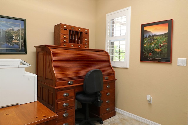 home office with baseboards