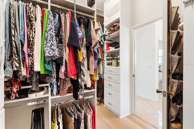 spacious closet featuring wood finished floors