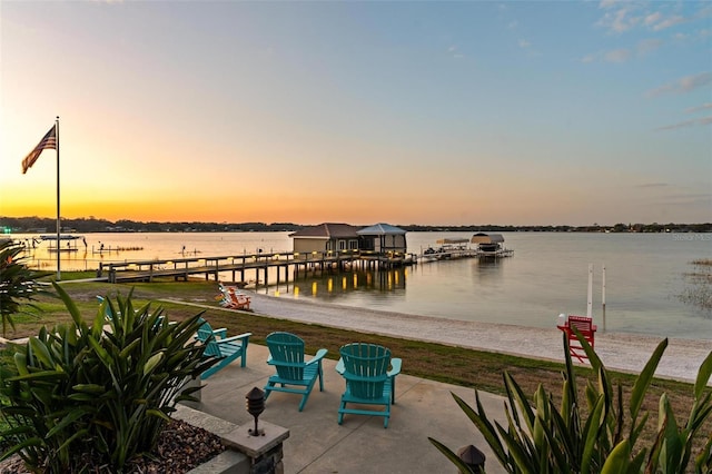 view of dock featuring a water view